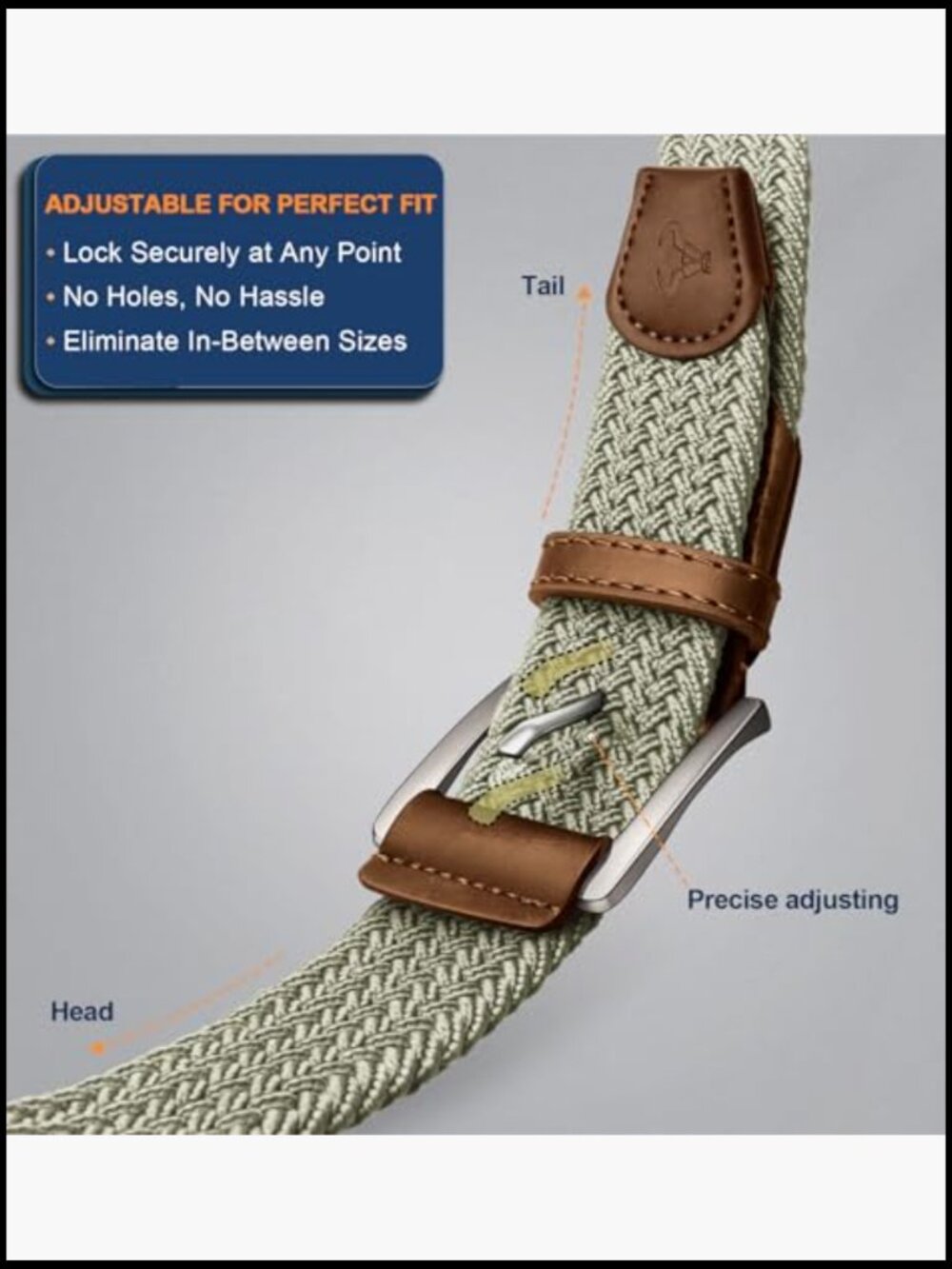 Stretch Braided Belt for Men Casual Golf Woven Web 1 3/8 Inch Zinc Buckle - Picture 3 of 7